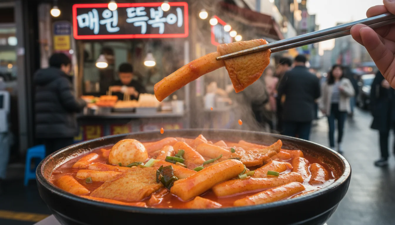 Spicy rice cakes - Street Food - Spicy Korean Tteokbokki Chewy Rice Cakes, Fiery Sauce, Street Delight - Unleash your tastebuds - Gemini Auto Post